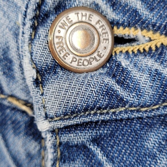 Free People We The Free Blue Denim Relaxed Wide Leg High Rise Jeans 29 (29x29) - Picture 12 of 16